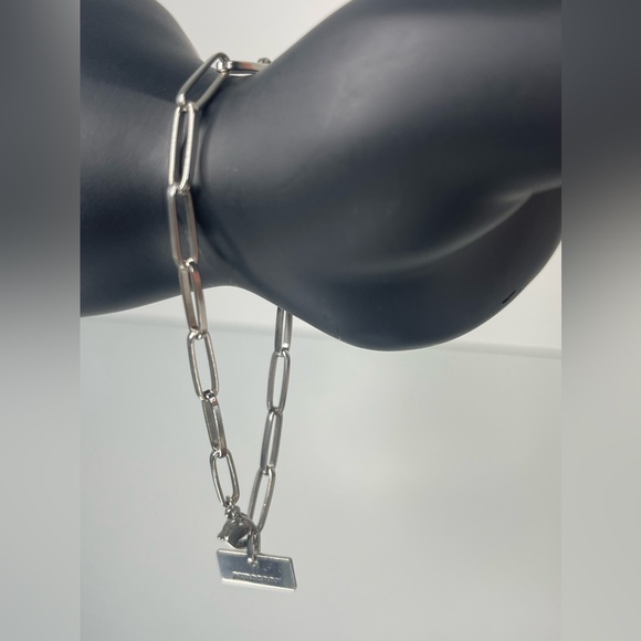 BURBERRY Logo Plate Silver Tone Bracelet - Picture 7 of 7